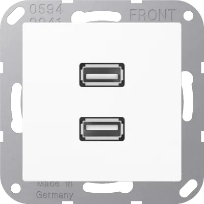 JUNG USB Datenanschluss Unterputz MAA1153WW | 2x USB 2.0 | AS/A Serie | Schraubbefestigung | alpinweiß RAL 9010