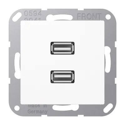 JUNG USB Datenanschluss Unterputz MAA1153WW | 2x USB 2.0 | AS/A Serie | Schraubbefestigung | alpinweiß RAL 9010