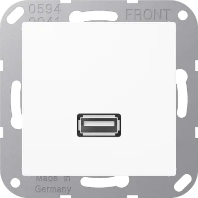 JUNG USB Datenanschluss MAA1122WW | USB 2.0 Type A | Unterputz | Schraubbefestigung | bruchsicher | alpinweiß RAL 9010