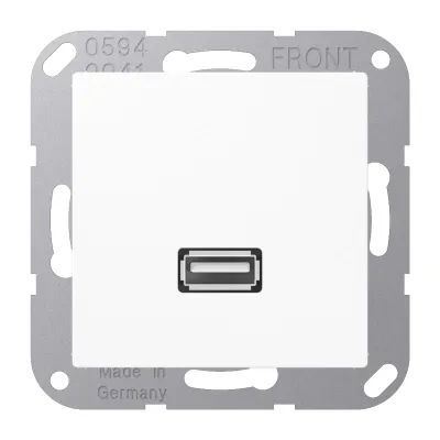 JUNG USB Datenanschluss MAA1122WW | USB 2.0 Type A | Unterputz | Schraubbefestigung | bruchsicher | alpinweiß RAL 9010