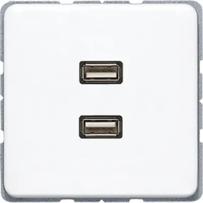 JUNG Multimedia-Steckdose MACD1153WW | 2x USB 2.0 Typ A | Unterputz | Schraubbefestigung | bruchsicher | alpinweiß