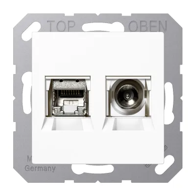 JUNG Multimediadose MMDA4521WW | Smart-TV-Anschlussdose Unterputz | 2-fach | IEC & F-Buchse | Thermoplast | weiß