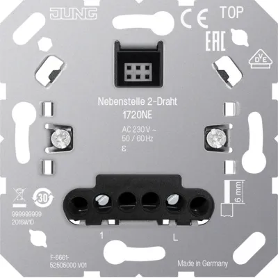 JUNG Nebenstelle 2-Draht 1720NE | Unterputz Basiselement | 230V AC | für LB-Management | Krallen-/Schraubbefestigung