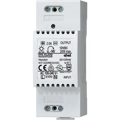 JUNG Netzteil NT 1220 REG | 12V DC 2A | Hutschiene | 2TE | für eNet-Server | Schaltnetzteil