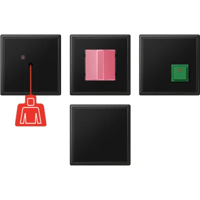 JUNG Notrufset NRS LS 0834 SWM | Komplettset WC | Zugtaster, Rufmodul, Abstelltaster | DC 24V | graphitschwarz matt