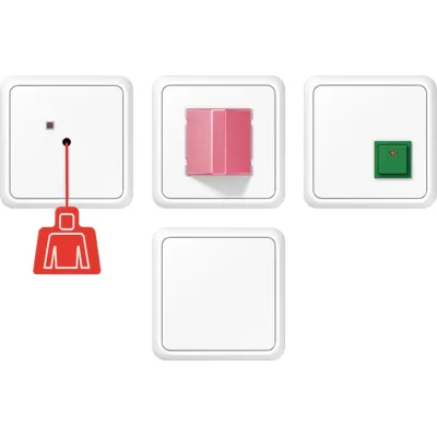 JUNG Notrufset NRSCD0834WW | Komplettset WC barrierefrei | Zugtaster | Rufmodul | 24V DC | RAL 9010