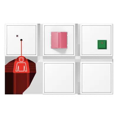 JUNG Notrufsystem Komplettset NRS LS 0834-2 WWM | Behinderten-WC-Rufanlage mit USV | 24V DC | schneeweiß matt