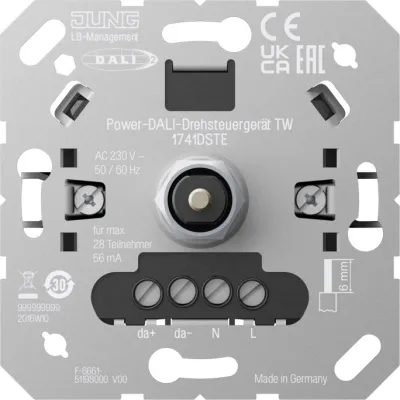 JUNG Power-DALI-Drehsteuergerät 1741 DSTE | DALI-2 Single Master | Tunable White | Unterputz | 230V | Lichtwertspeicher