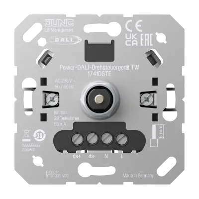 JUNG Power-DALI-Drehsteuergerät 1741 DSTE | DALI-2 Single Master | Tunable White | Unterputz | 230V | Lichtwertspeicher