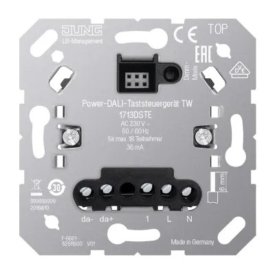 JUNG Power DALI-Taststeuergerät TW 1713DSTE | UP-Einsatz | 230V | DALI-Dimmung | Nebenstelleneingang | Tunable White