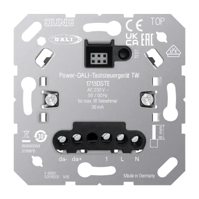 JUNG Power DALI-Taststeuergerät TW 1713DSTE | UP-Einsatz | 230V | DALI-Dimmung | Nebenstelleneingang | Tunable White