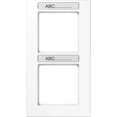 JUNG Rahmen 2-fach AC582BFNAWW | Einbaurahmen senkrecht mit Schriftfeld 9x55mm | Thermoplast glänzend | alpinweiß