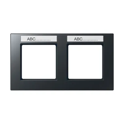 JUNG Rahmen 2-fach AC5820BFNAANM | Schalterrahmen Serie A | horizontal | Schriftfeld 9x55mm | Thermoplast anthrazit matt