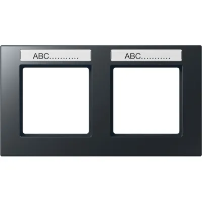 JUNG Rahmen 2-fach AC5820BFNAANM | Schalterrahmen Serie A | horizontal | Schriftfeld 9x55mm | Thermoplast anthrazit matt