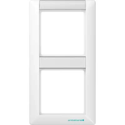 JUNG Rahmen 2-fach ABAS582NAWW | senkrecht | antibakteriell | Schriftfeld | IP44 | Duroplast | alpinweiß