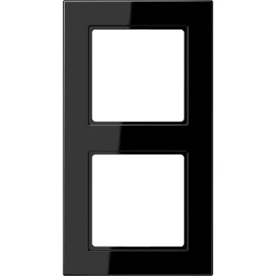 JUNG Rahmen 2-fach A5582BFSW | Bruchsicher | Thermoplast | glänzend | senkrecht & waagerecht | Schwarz RAL 9005 | IP44