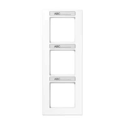 JUNG Rahmen 3-fach AC583BFNAWW | Elektro Installationsrahmen senkrecht | Schriftfeld 9x55mm | Thermoplast | alpinweiß