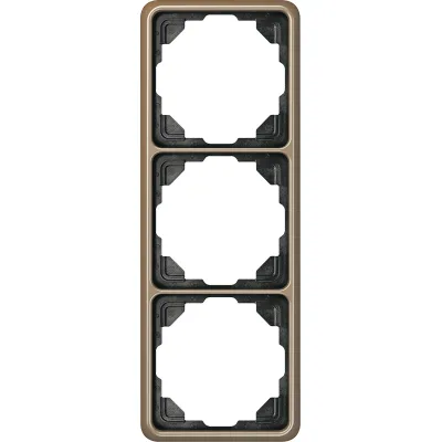 Jung Rahmen 3-fach CD583GB | Abdeckrahmen für waagerecht & senkrecht | Aluminium eloxiert | IP20 | gold-bronze