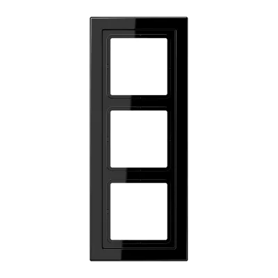 JUNG Rahmen 3-fach LSD983SW | Unterputzrahmen LS-Design | horizontal & vertikal | Duroplast glänzend | schwarz RAL 9005