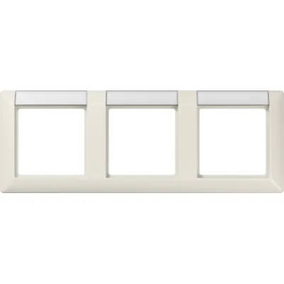 JUNG Abdeckrahmen 3-fach AS5830NA | mit Beschriftungsfeld | waagerecht | Duroplast | glänzend | IP44 | cremeweiß