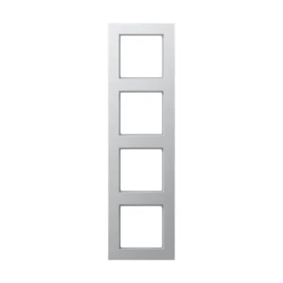 JUNG Rahmen 4-fach AC 584 AL | Abdeckrahmen waagerecht & senkrecht | 84x297 mm | Duroplast Kunststoff | Aluminium