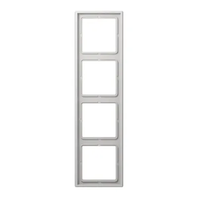 JUNG Abdeckrahmen 4-fach LS 984 LG | Rahmen für waagerechte & senkrechte Montage | Duroplast glänzend | IP44 | lichtgrau