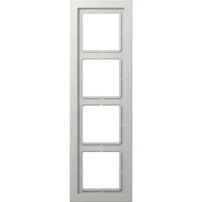 JUNG Rahmen 4-fach LSD984LG | LS-Design | waagerecht & senkrecht | Kunststoff Thermoplast | glänzend | grau RAL7035