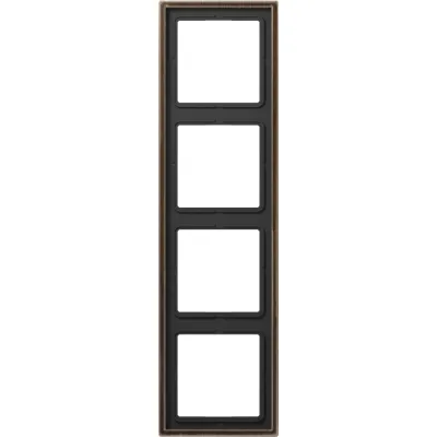 JUNG Rahmen 4fach ME2984AT | 4-fach Abdeckrahmen Metall | waagerecht & senkrecht | matt | IP44 | Messing antik
