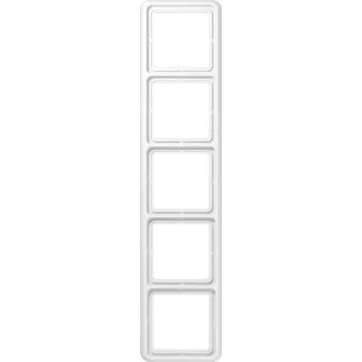 JUNG Rahmen 5-fach CD585WW | Abdeckrahmen Waagerecht & Senkrecht | Duroplast | IP44 | glänzend | alpinweiß