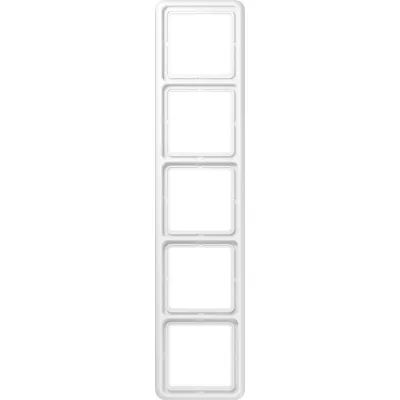 JUNG Rahmen 5-fach CD585WW | Abdeckrahmen Waagerecht & Senkrecht | Duroplast | IP44 | glänzend | alpinweiß