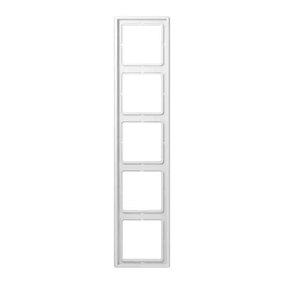 JUNG Rahmen 5-fach LS985WW | Abdeckrahmen LS 990 | waagerecht & senkrecht | Duroplast | IP44 | alpinweiß RAL 9010