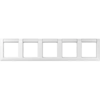 JUNG Rahmen 5fach AS5850NAWW | waagerecht | Schriftfeld 13x55,5 mm | IP44 | Duroplast glänzend | alpinweiß