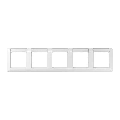JUNG Rahmen 5fach AS5850NAWW | waagerecht | Schriftfeld 13x55,5 mm | IP44 | Duroplast glänzend | alpinweiß