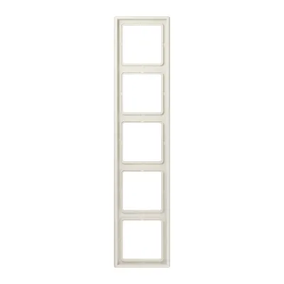 JUNG Rahmen 5-fach LS 985 W | Abdeckrahmen LS 990 Serie | horizontal & vertikal | Duroplast glänzend | IP44 | cremeweiß
