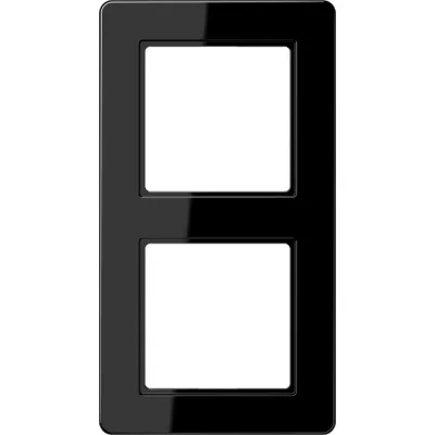 JUNG Rahmen 2-fach AF582BFSW | Einbaurahmen Serie A/A FLOW | Thermoplast hochglänzend | waagerecht/ senkrecht | schwarz