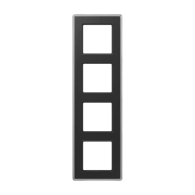 JUNG Glasrahmen 4fach AV584GLMSW | Unterputzrahmen Serie A | Glas matt satiniert | IP20 | 90x303 mm | schwarz