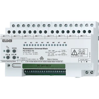 JUNG RS8REGHE Relaisstation 8-fach | DIN-Schiene | 230V | 16A | potentialfrei | für Jalousie Rollladen