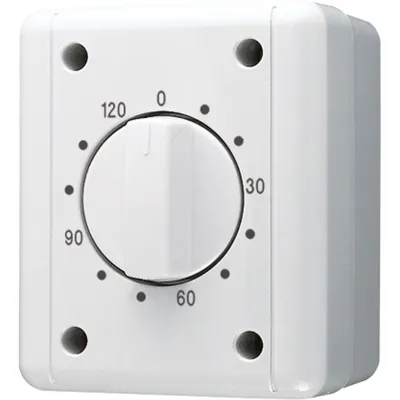 JUNG Schaltuhr 8012W | mechanisch | 0–120 Min | 16AX 250V | 2-polig | IP44 | Aufputz | grau | Thermoplast