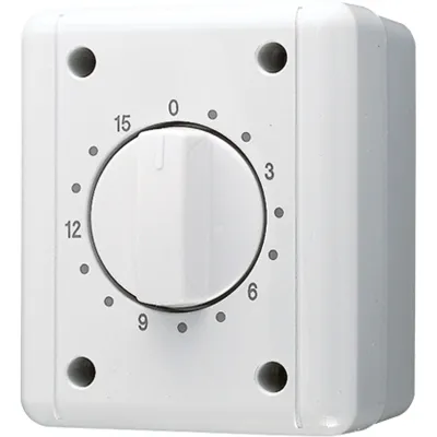 JUNG Schaltuhr 8015W | 2-polig | mechanisch | Aufputz | IP44 | 0-15 min | 16AX 250V | grau RAL7035 | Thermoplast