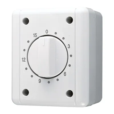 JUNG Schaltuhr 8015W | 2-polig | mechanisch | Aufputz | IP44 | 0-15 min | 16AX 250V | grau RAL7035 | Thermoplast