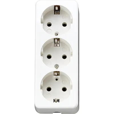 JUNG SCHUKO Dreifach-Steckdose 10 S 23 L WW | 3-fach | Aufputz | IP20 | 16A | thermoplastisch | rechteckig | alpinweiß