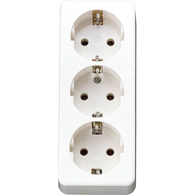 JUNG SCHUKO Dreifach-Steckdose 10 S 23 LA WW | 3-fach Aufputz | IP20 | Kunststoff Duroplast | halogenfrei | alpinweiß