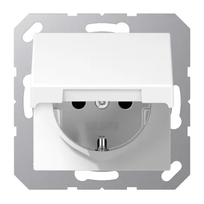 JUNG SCHUKO Steckdose A1521 BFKL WW | Unterputz | 1-fach | Klappdeckel | IP44 | 16A 250V | alpinweiß glänzend