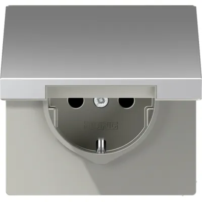 JUNG SCHUKO Steckdose AL 1520 NKL | Unterputz | Aluminium matt | Klappdeckel | IP44 | 16A 250V | 1-fach | silber