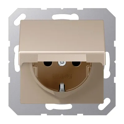 JUNG SCHUKO Steckdose A1520BFKIKLCH | Unterputz | IP44 | Klappdeckel | Berührungsschutz | 16A 250V | champagner