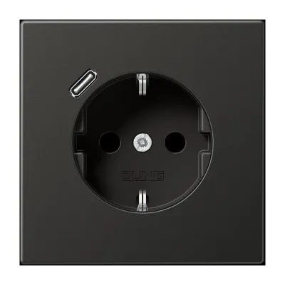 JUNG SCHUKO Steckdose AL 1520-18 C AN | 1x USB-C Port | Unterputz | Quick Charge | 16A 250V | matt | anthrazit