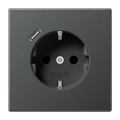 JUNG SCHUKO Steckdose AL 1520-18 C AN | 1x USB-C Port | Unterputz | Quick Charge | 16A 250V | matt | anthrazit
