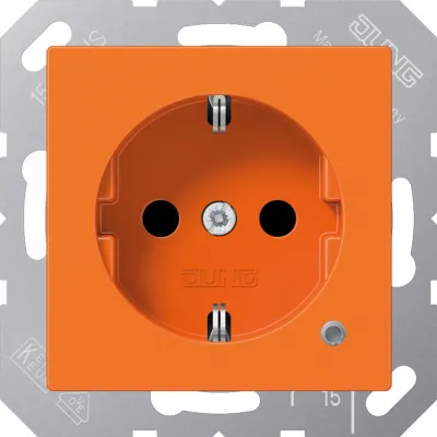 JUNG SCHUKO Steckdose A1520BFKOO | Unterputz | 16A 250V | Funktionsanzeige LED | erhöhter Berührungsschutz | orange