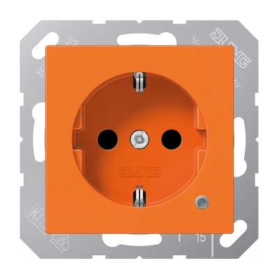 JUNG SCHUKO Steckdose A1520BFKOO | Unterputz | 16A 250V | Funktionsanzeige LED | erhöhter Berührungsschutz | orange
