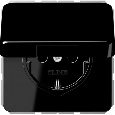 Jung SCHUKO Steckdose CD1520BFKLSW | Unterputz | mit Klappdeckel | 16A 250V | bruchsicher | Thermoplast | IP44 | schwarz